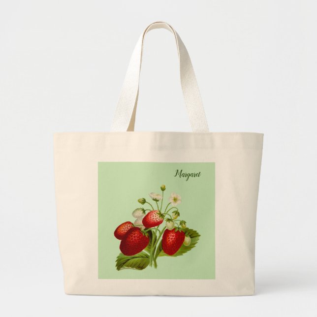 Bolsa Tote Grande Saco de Tote Personalizado de Morango (Frente)