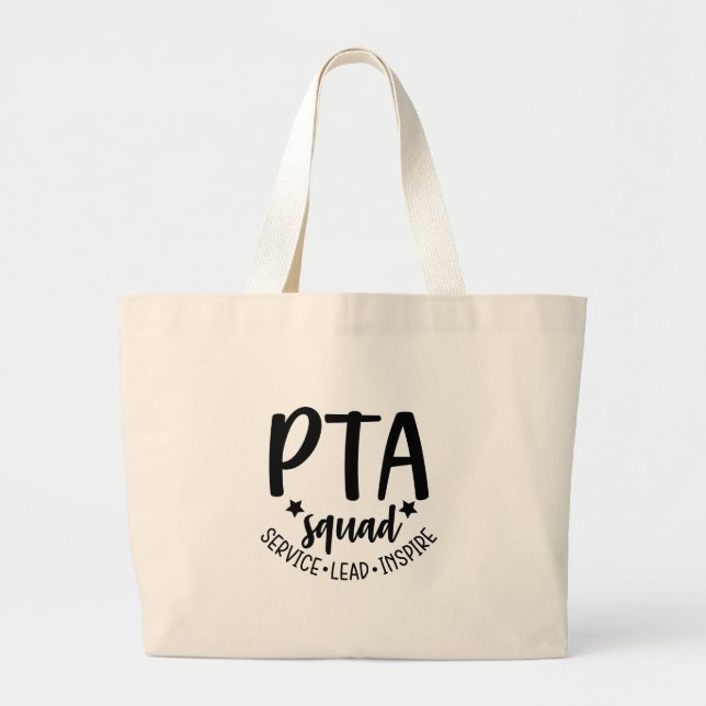 Bolsa Tote Grande Saco de Tote PTA Squad para Pai PTA Mãe de Voluntá (Frente)