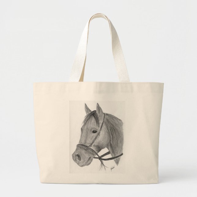Bolsa Tote Grande Saco de um quarto do cavalo (Frente)