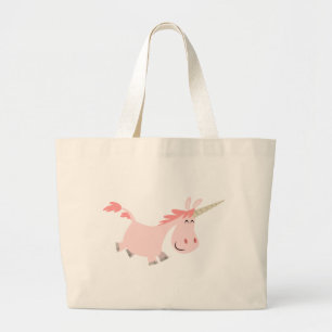 Bolsa Tote Grande Saco de Unicórnio de Cartoon Rosa