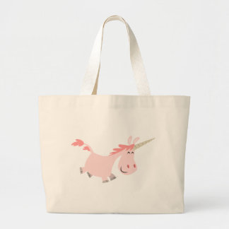 Bolsa Tote Grande Saco de Unicórnio de Cartoon Rosa