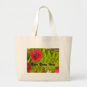 Bolsa Tote Grande SACO do *personalize* da rosa vermelha e da