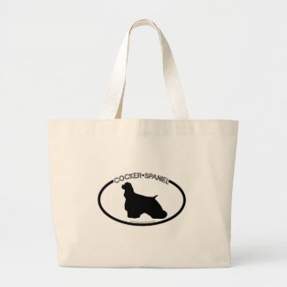 Bolsa Tote Grande Saco do preto da silhueta de cocker spaniel