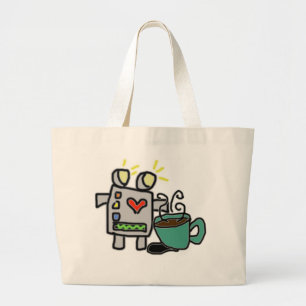Bolsa Tote Grande Saco do robô & de café