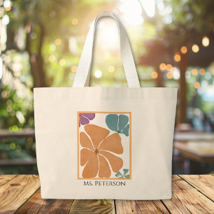 Bolsa Tote Grande Saco do Tote do Professor Daisy Watercolor