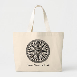 Bolsa Tote Grande Saco do viagem do design do compasso do rosa de