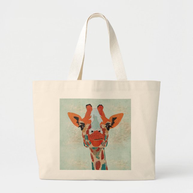 Bolsa Tote Grande Saco espreitando ambarino do girafa (Frente)