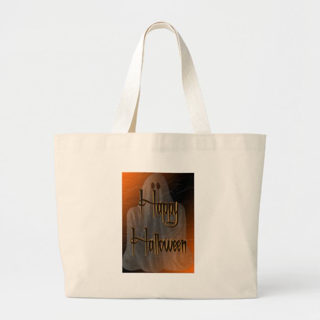 Bolsa Tote Grande Saco Feliz de Halloween (Frente)
