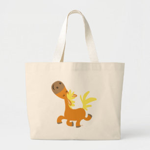 Bolsa Tote Grande Saco feliz do pônei dos desenhos animados