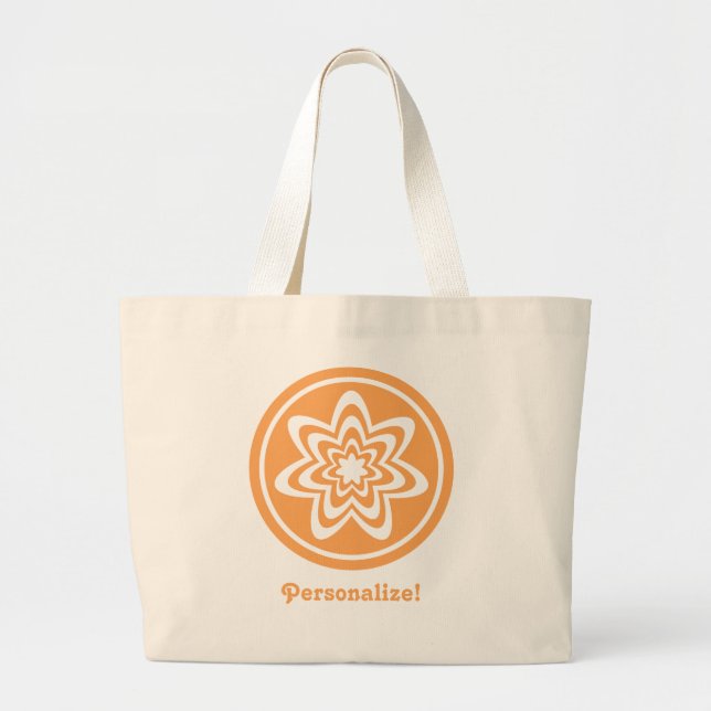 Bolsa Tote Grande Saco Floral de Explosão, Laranja (Frente)