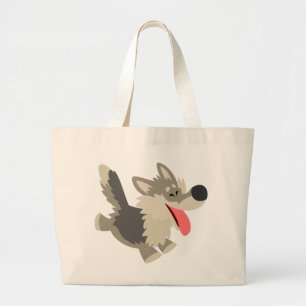 Bolsa Tote Grande Saco Frolicsome bonito do lobo dos desenhos