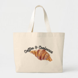 Bolsa Tote Grande Saco grande com desenho de croissant