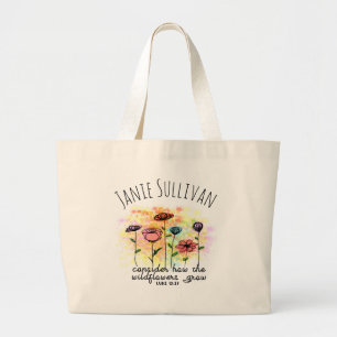 Bolsa Tote Grande Saco Grande Tote Nome Floral Escritura