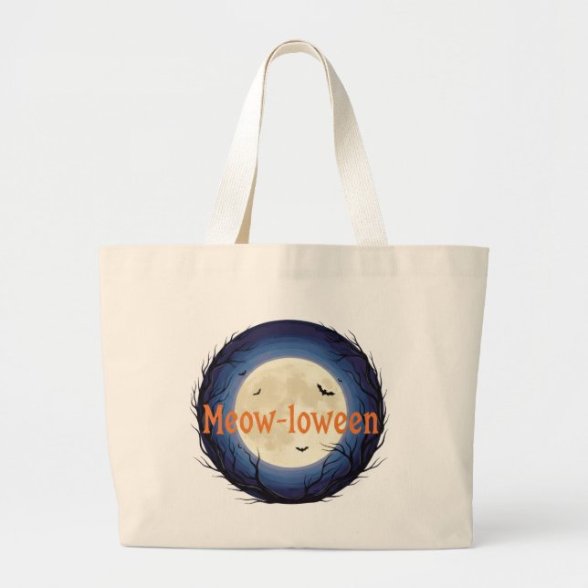 Bolsa Tote Grande Saco "Meow-loween Magic" (Frente)