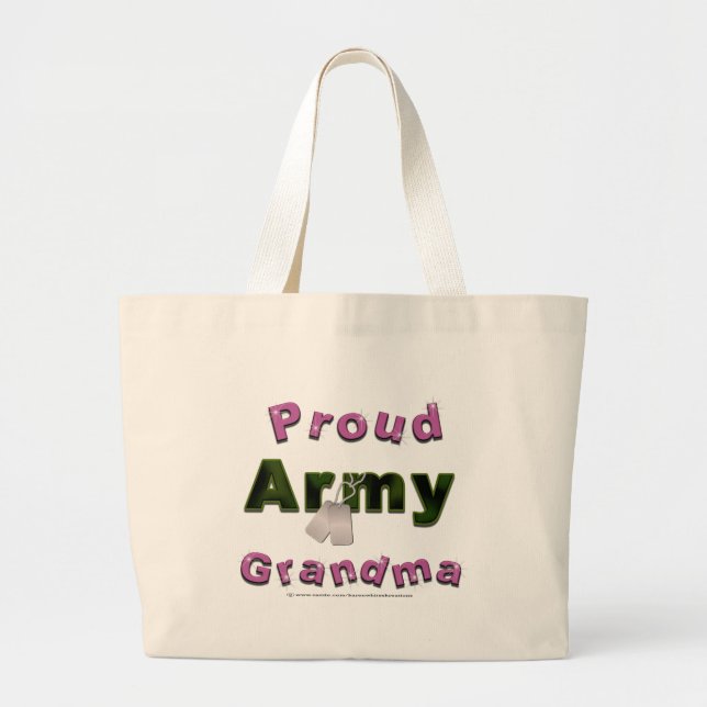 Bolsa Tote Grande Saco orgulhoso da avó do exército (Frente)