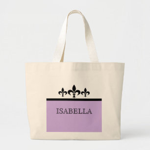 Bolsa Tote Grande Saco ostentoso da flor de lis do Lilac