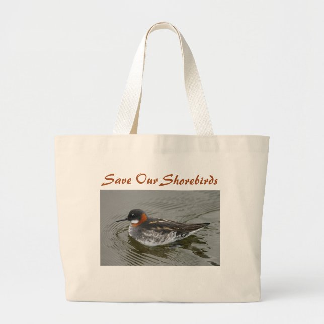 Bolsa Tote Grande Saco Phalarope de pescoço vermelho por RoseWrites (Frente)