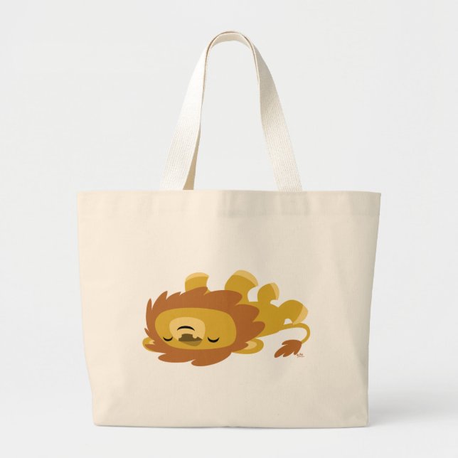 Bolsa Tote Grande Saco preguiçoso do leão dos desenhos animados (Frente)