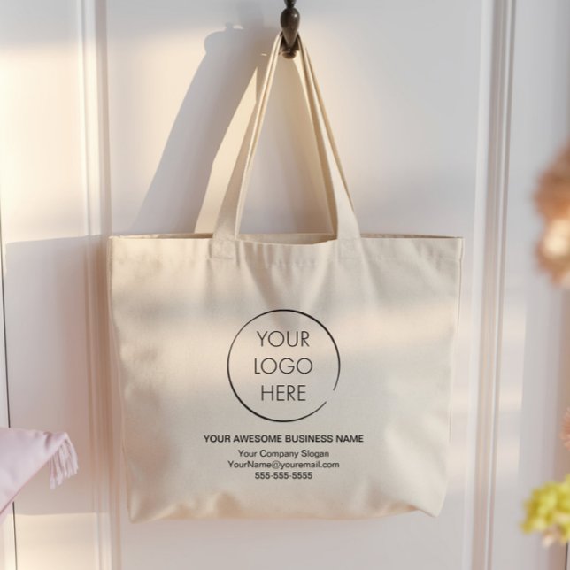 Bolsa Tote Grande Saco Promocional de Logo Simples, Negócios ou Loja (Criador carregado)