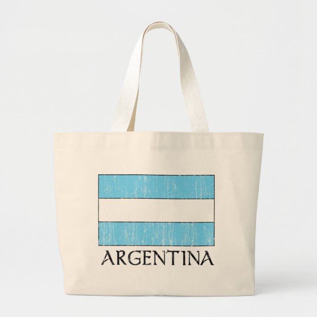 Bolsa Tote Grande Saco retro da bandeira de Argentina (Frente)
