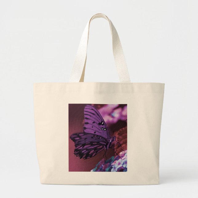 Bolsa Tote Grande Saco roxo da borboleta (Frente)