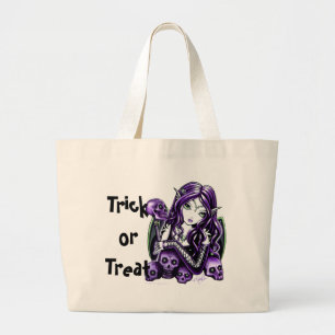 Bolsa Tote Grande Saco roxo da doçura ou travessura de Fae o Dia da