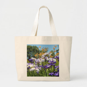 Bolsa Tote Grande Saco roxo do jardim da íris