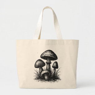Bolsa Tote Grande Saco Tote de Aglomerado de Cogumelos Desenhados a 