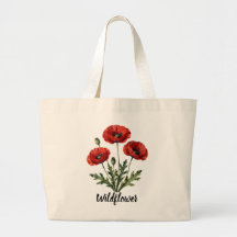 Saco Tote Flor Silvestre Papoula Vermelha |  