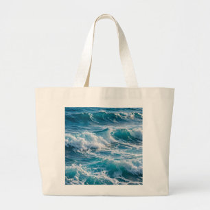 Bolsa Tote Grande Saco Tote Ondas do Oceano Azul Profundo .