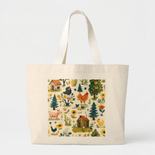 Bolsa Tote Grande Saco Tote Tema Agricultura de Animais de Fazenda