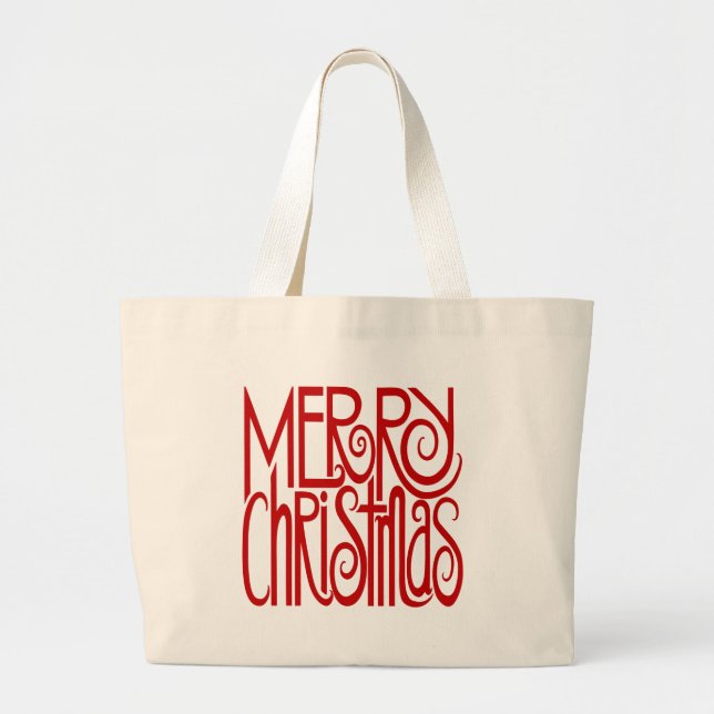 Bolsa Tote Grande Saco Vermelho Feliz Natal (Frente)