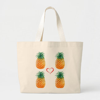 Bolsa Tote Grande Sacola amarela madura bonito do abacaxi