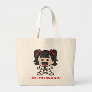 Bolsa Tote Grande Sacola bonito do karaté da menina dos desenhos
