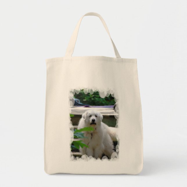 Bolsa Tote Grande sacola branca do mantimento do cão de (Frente)