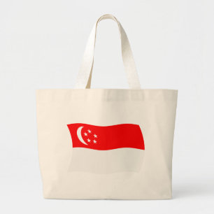 Bolsa Tote Grande Sacola com a Bandeira de Singapura