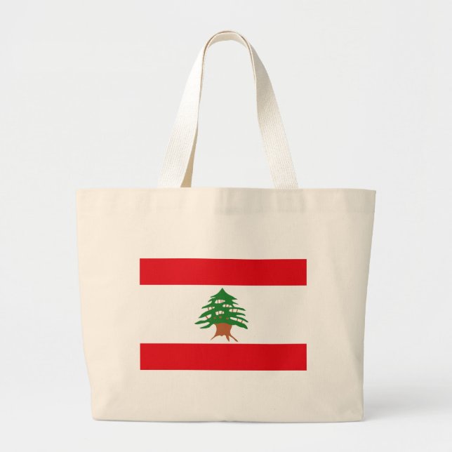 Bolsa Tote Grande Sacola da bandeira de Líbano (Frente)