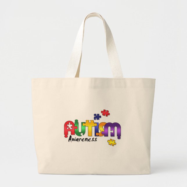 Bolsa Tote Grande Sacola da consciência do autismo (Frente)