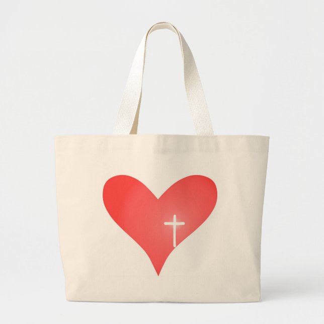 Bolsa Tote Grande Sacola da cruz/coração (Frente)
