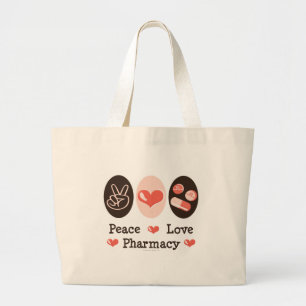 Bolsa Tote Grande Sacola da farmácia do amor da paz