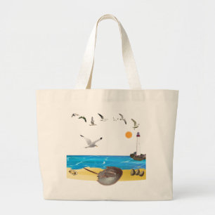 Bolsa Tote Grande Sacola da praia do caranguejo em ferradura