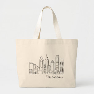 Bolsa Tote Grande Sacola da skyline de Philadelphfia -