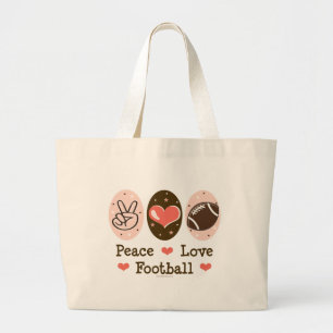 Bolsa Tote Grande Sacola das canvas do futebol do amor da paz