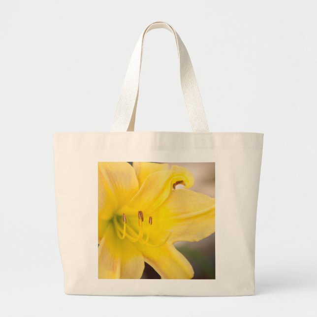 Bolsa Tote Grande Sacola de florescência amarela da flor de Canna (Frente)