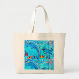 Bolsa Tote Grande sacola de riso do jumbo dos golfinhos