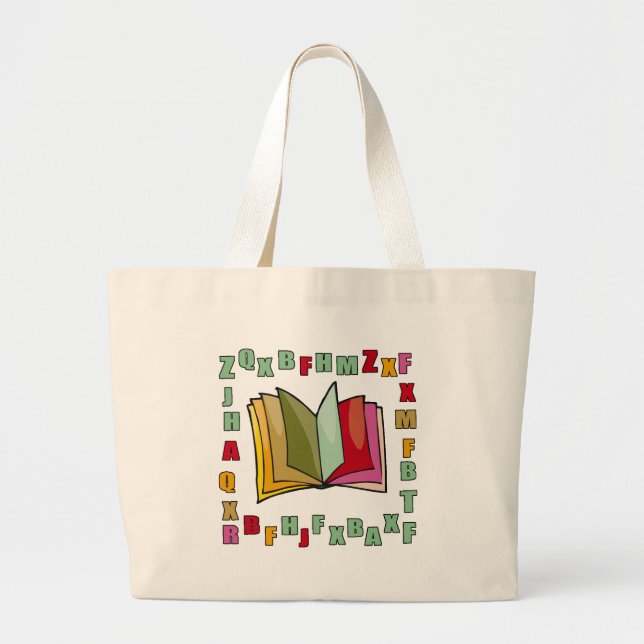 Bolsa Tote Grande Sacola do alfabeto dos miúdos (Frente)