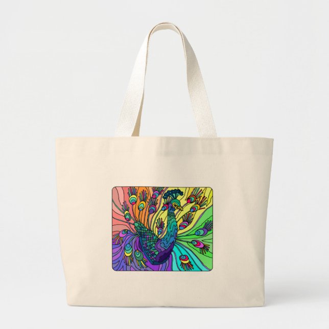 Bolsa Tote Grande Sacola do pavão (Frente)