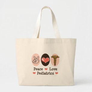 Bolsa Tote Grande Sacola do pediatra da pediatria do amor da paz
