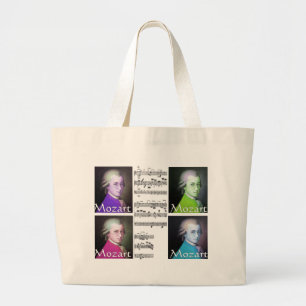 Bolsa Tote Grande sacola do pop art de mozart com sua partitura