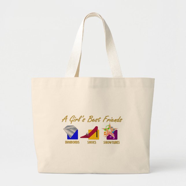 Bolsa Tote Grande Sacola dos melhores amigos da menina (Frente)